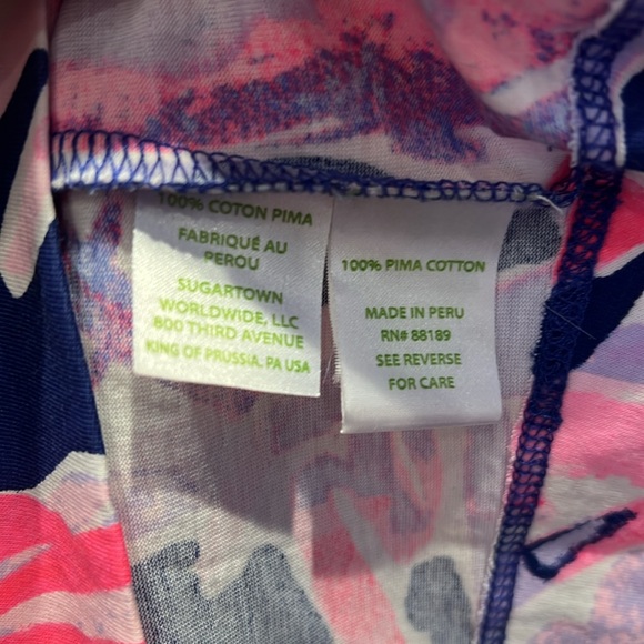 Lilly Pulitzer EUC Pretty Pink Blue White Long Sleeve Crew Neck Tunic Dress XS - Picture 5 of 6